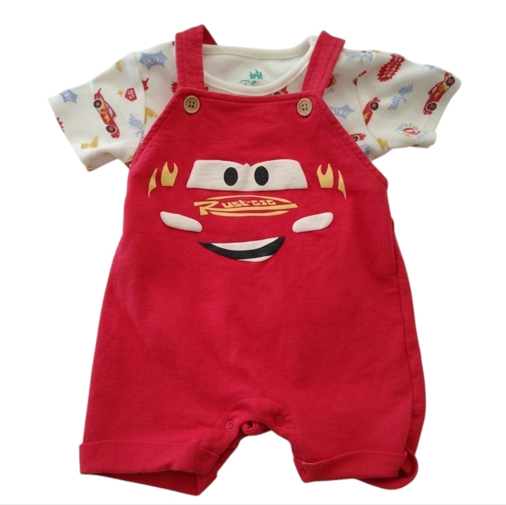 Disney Baby Lightning McQueen Romper And Shirt Set - 6-9 Months